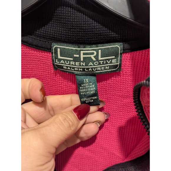 Vintage Lauren Ralph Lauren Size 1X Pink Performance Active 1/4 Zip Shirt - Picture 6 of 7